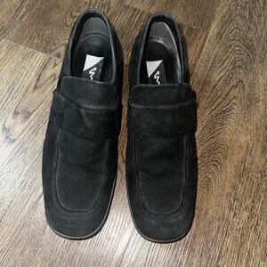Rare Vtg 90s ECCO Black Suede Chunky Loafer Euro 39 8/8.5